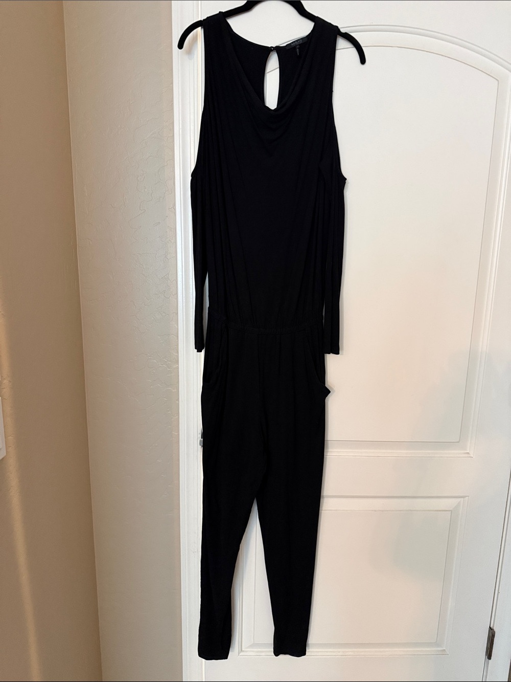 Black open shoulder long sleeve Jumpsuit